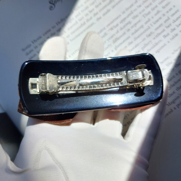 Vintage Barrette Bobby Pin Clip Real Suede  1990s 🤎🤎🤎 - Picture 6 of 6